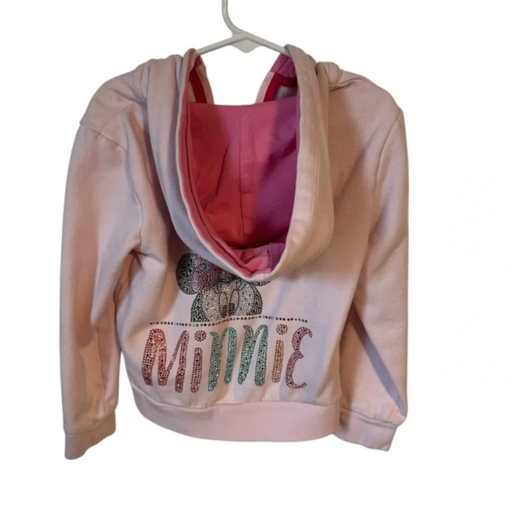 DISNEY Pink Fleece Lined Zip‎ Front MINNIE MOUSE Hoodie